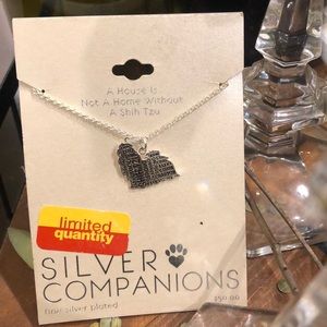 Silver plated shih tzu necklace